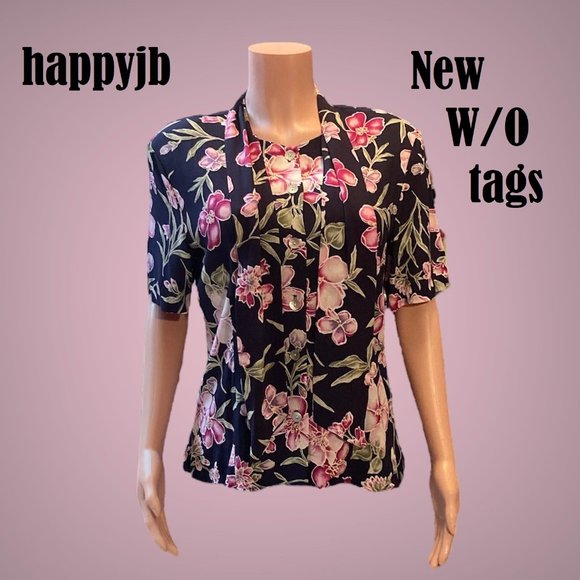 NWOT Vintage Jaclyn Smith Short Sleeve Blouse Top Size M - Picture 2 of 9